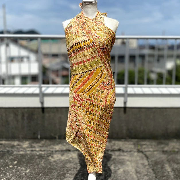 フリークロス パレオ   ビーズ スパンコール オレンジ  180cm×110cm