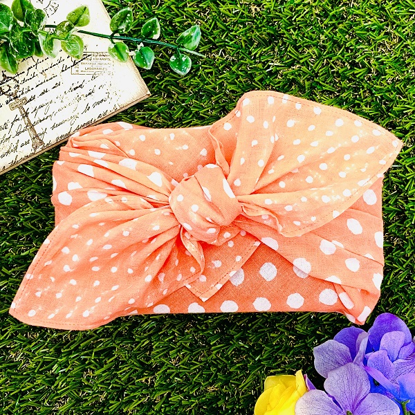 バンダナ インド綿100％   ドットカラー  オレンジ  約55cm×55cm kb070