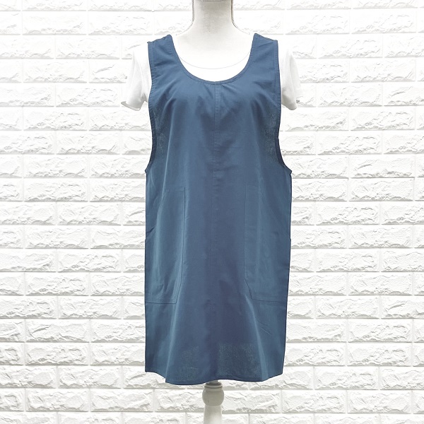 エプロン インド綿100％ シンプル ブルー 定番人気 北欧 カントリー 使いやすい フリーサイズ ke009