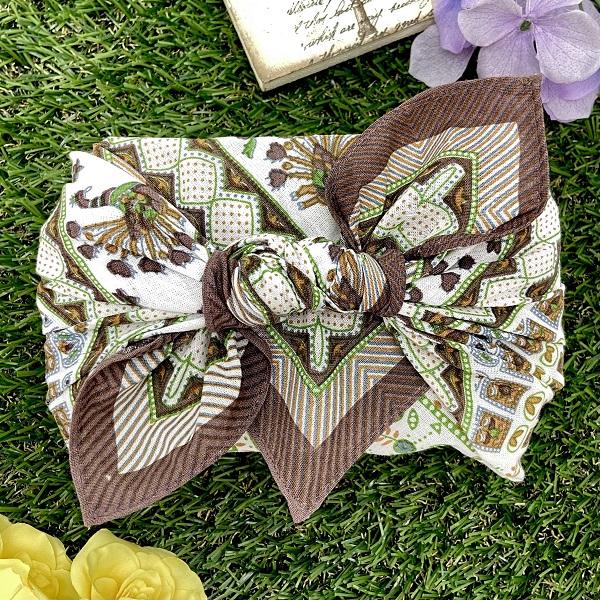 バンダナ インド綿100%  ピーコックフラワー ブラウン 約52cm×52cm