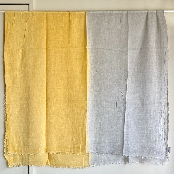 スカーフ インド綿100％  無地 イエロー グレー 180cm×100cm