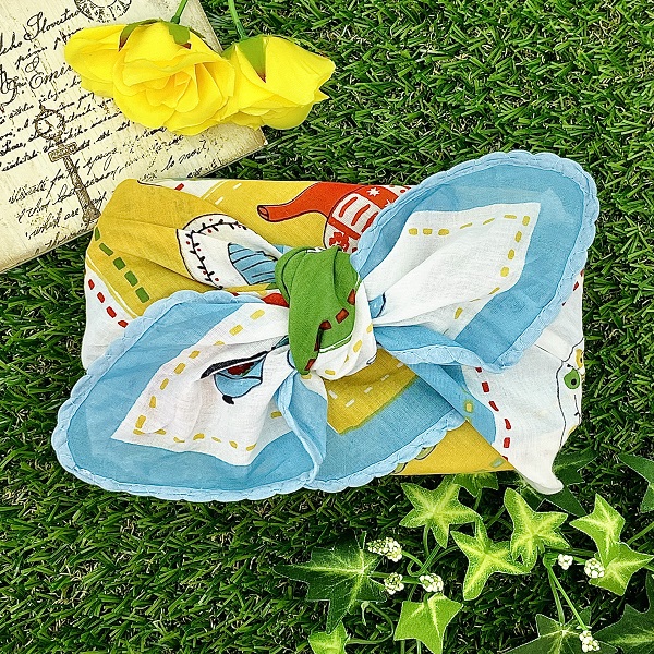 バンダナ インド綿100％ アフタヌーンティー つままれニャンコ イエロー 約53cm×53cm