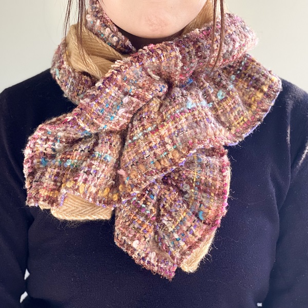 ティペット ネックウォーマー 先染め  チェック   ブラウン16cm×115cm ks036